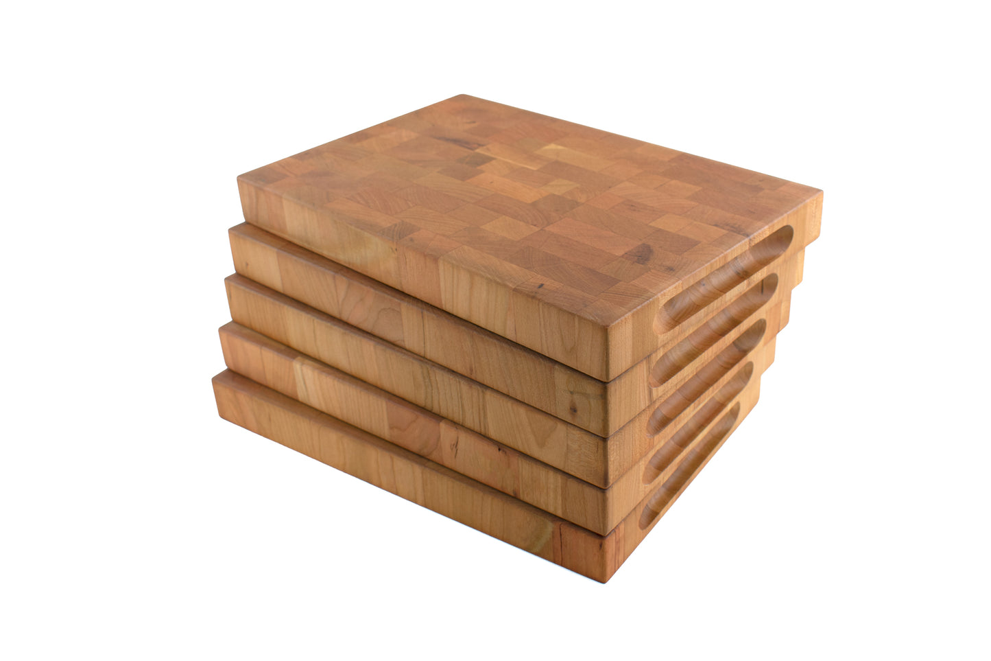 Small Cherry End Grain Butcher Block with Indented Handles