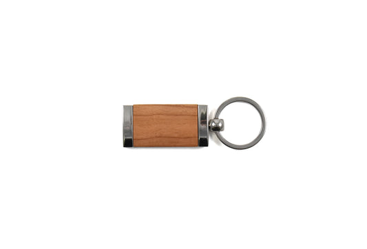 Metal and Cherry Wood Keychain