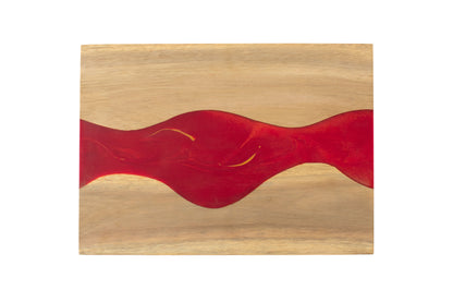 Acacia Wood Serving Board with Red Epoxy Inlay