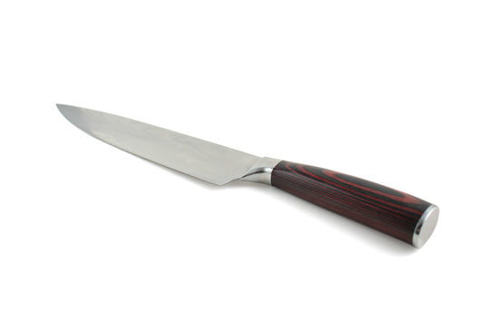 Chef Knife with Curved Wooden Handle