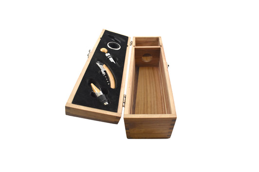 Acacia Wood Wine Box with Accessories